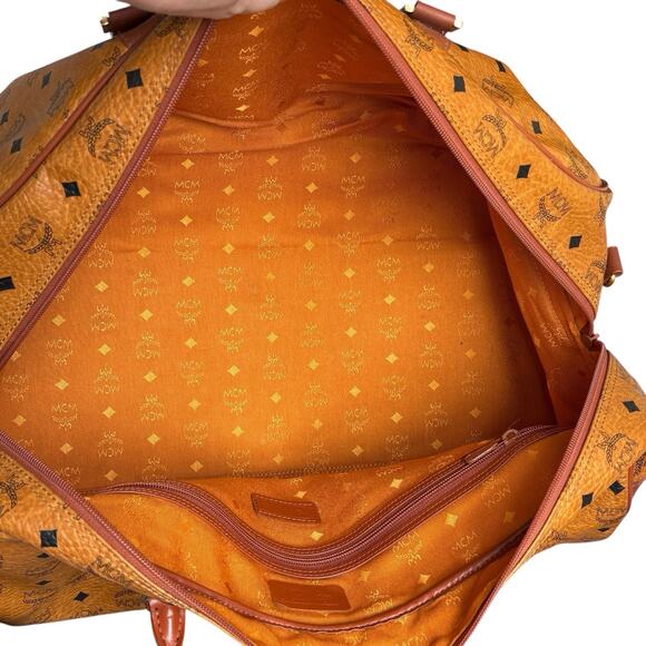 Authentic MCM Visetos brown 2Way Boston Duffel Tavel bag Made In Germany 22” BIG - Picture 11 of 16